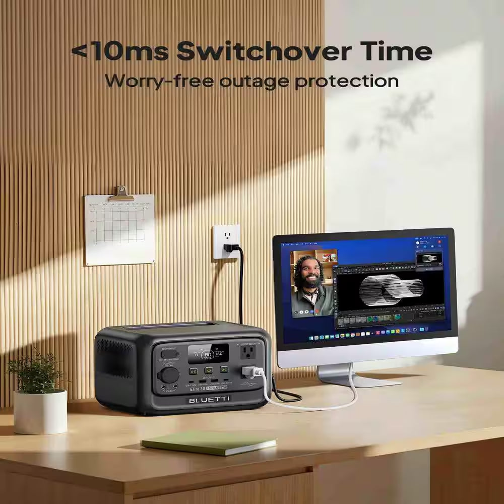600W Continuous/1500W Peak Output 288Wh Portable Power Station, Push Button Start Battery Solar Generator for Campsite