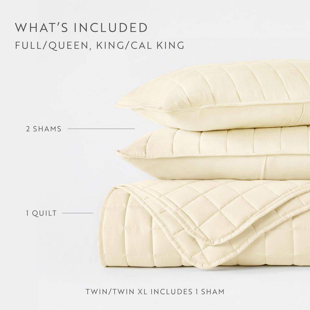 Square Yellow Queen Performance Quilted Coverlet Set