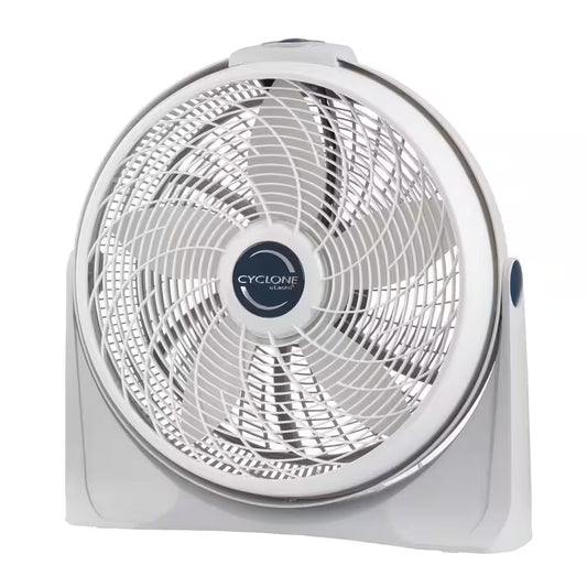 Cyclone 20 In. 3 Speed Air Circulator Floor Fan for Home in White with Wall Mount Option, 90° Pivoting Head and Handle