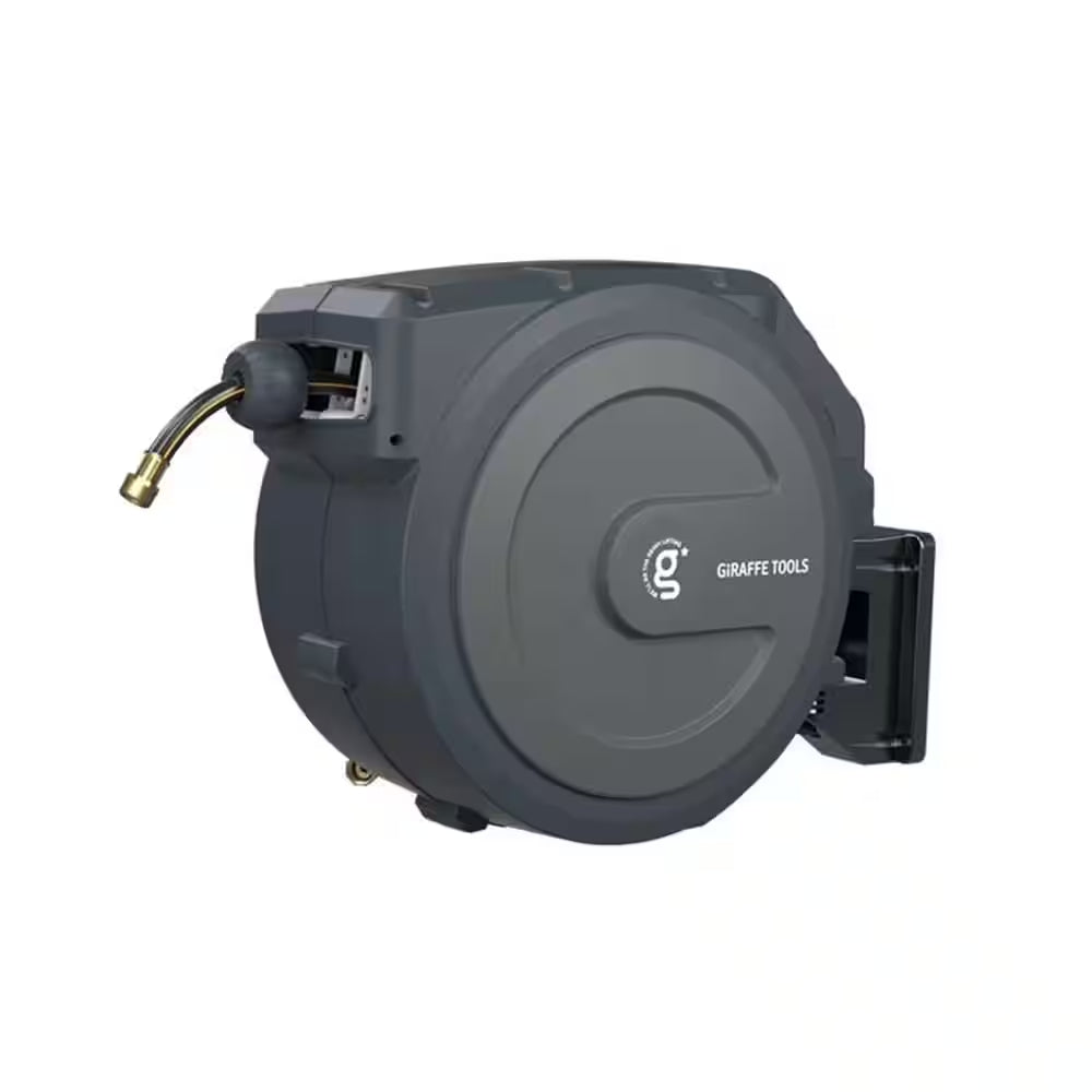Garden Retractable Hose Reel-1/2 In.-78 Ft. Wall Mounted, Dark Grey, Metal Bracket