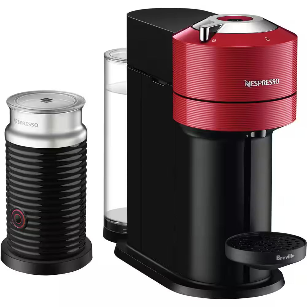 1 Cup Vertuo Next Coffee and Espresso Machine in Red plus Aeroccino3 Milk Frother in Black