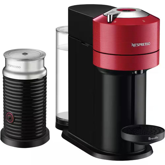 1 Cup Vertuo Next Coffee and Espresso Machine in Red plus Aeroccino3 Milk Frother in Black