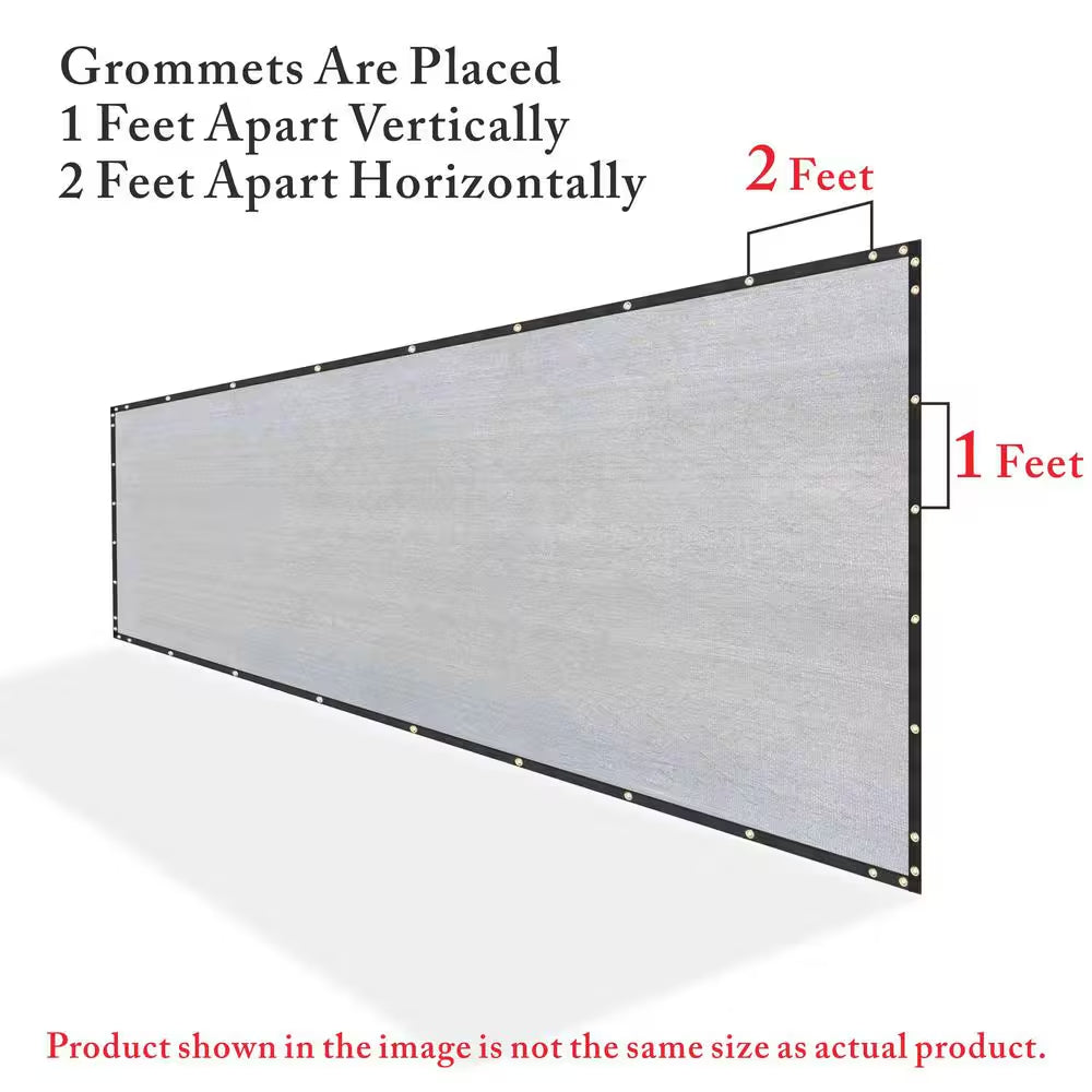 6 Ft. X 25 Ft. Grey Privacy Fence Screen Mesh Fabric Cover Windscreen with Reinforced Grommets for Garden Fence