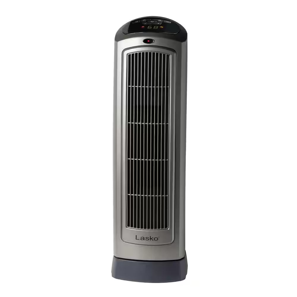 1500W 22 In. Gray Electric Tower Ceramic Space Heater with Digital Display, Thermostat and Remote Control