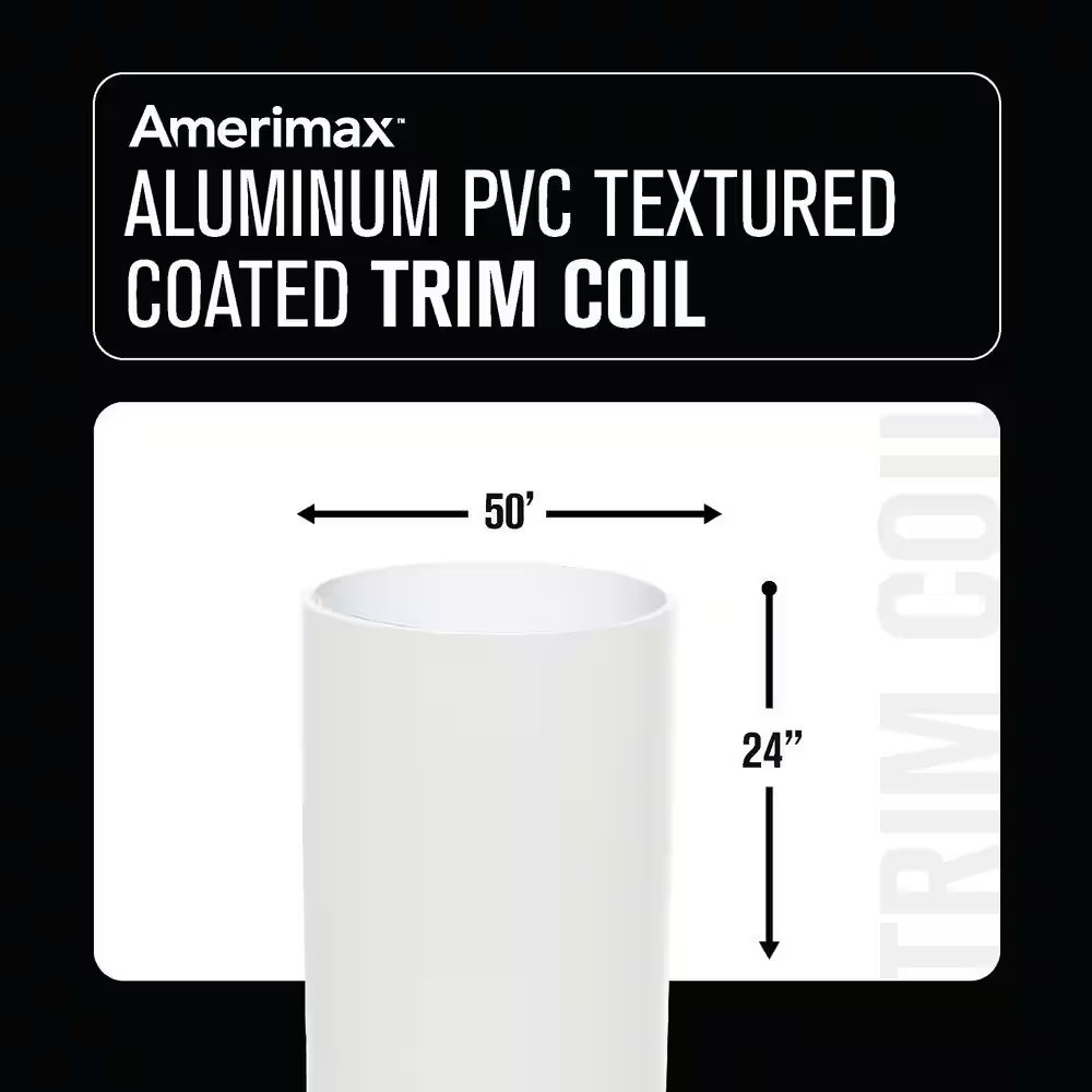 24 In. X 50 Ft. Bright White Aluminum PVC Textured Coated Trim Coil