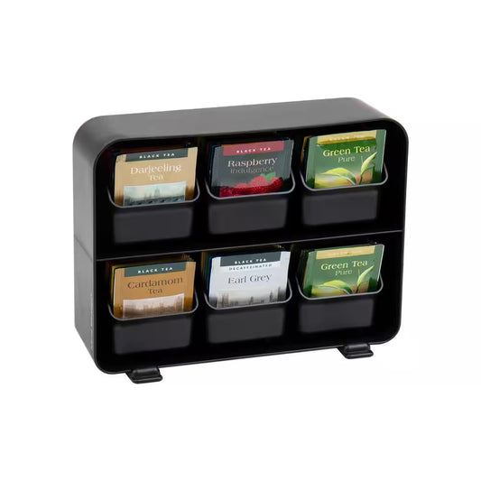 Tea Bag Organizer Tea Station Organizer Plastic 10.25 In. L X 3.25 In. W X 7.75 In. H, Black