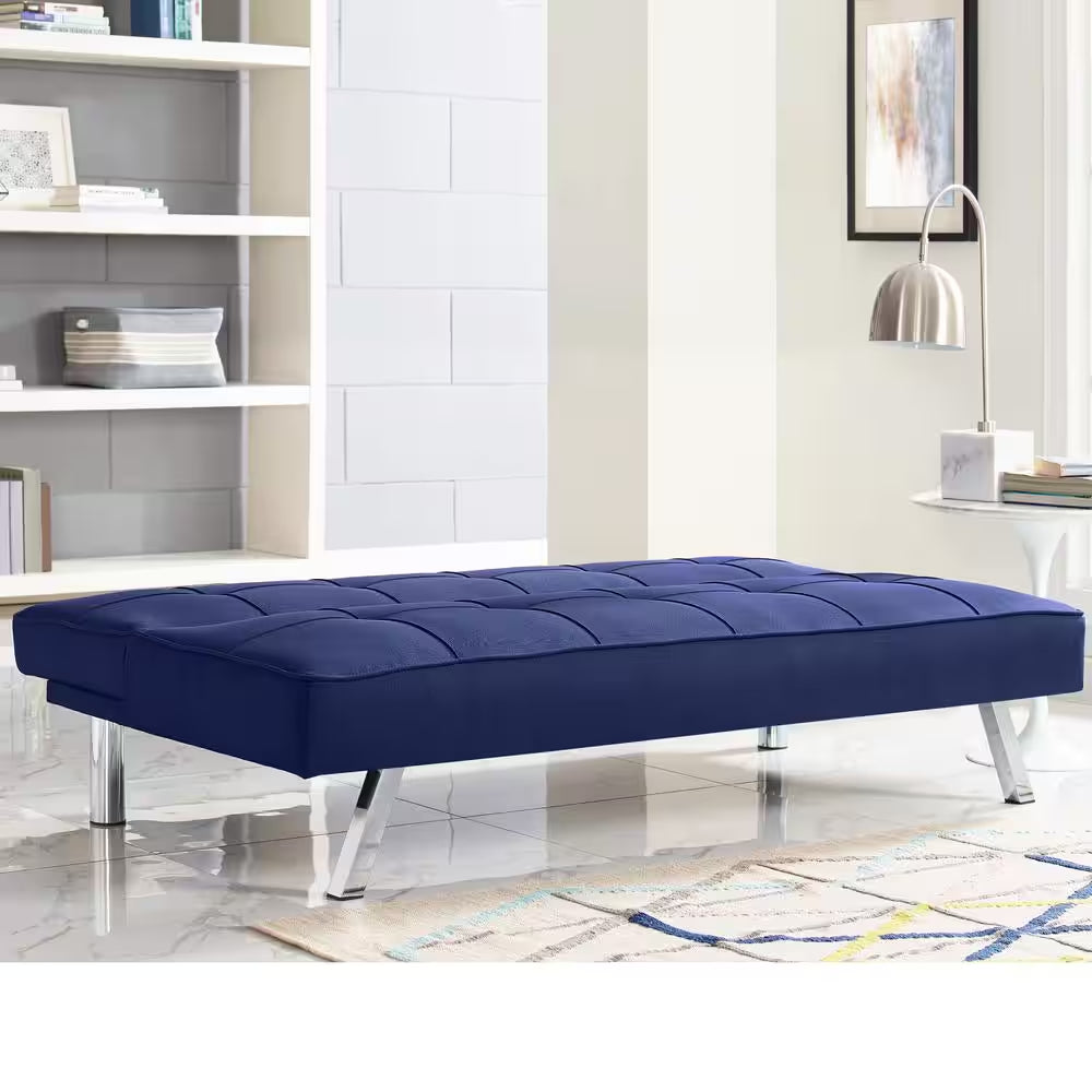 Calgiri 66 In. Armless 3-Seater Sofa in Blue
