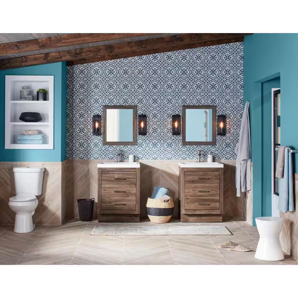 12 Inch Rough in Two-Piece 1.1 GPF/1.6 GPF Dual Flush Elongated Toilet in White Seat Included