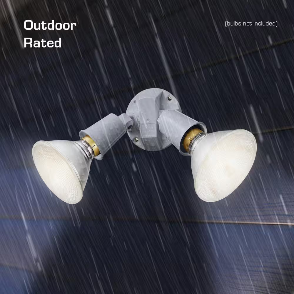 PAR White Switch Activated Wired Outdoor 2-Head Security Flood Light