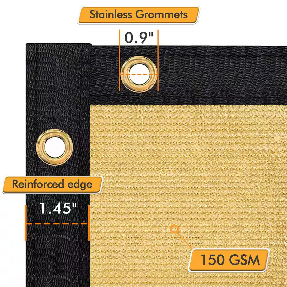 5 Ft. X 50 Ft. Privacy Screen Fence Heavy-Duty Protective Covering Mesh Fencing for Patio Lawn Garden Balcony Sand