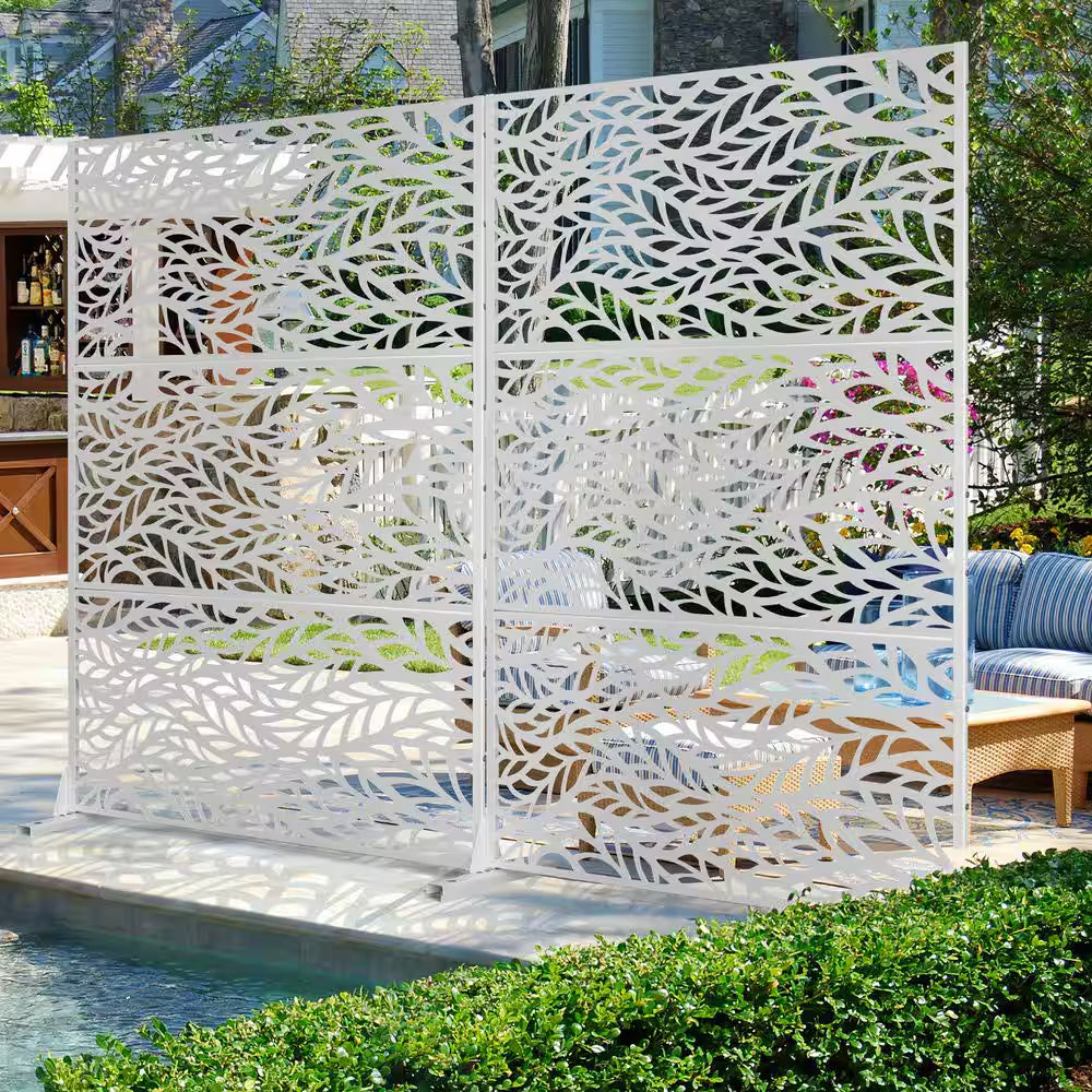 72 In. H X 47 W Metal Privacy Screen for Deck Patio Balcony Garden, Freestanding Decorative Privacy Screen and Panels