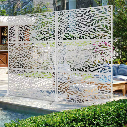 72 In. H X 47 W Metal Privacy Screen for Deck Patio Balcony Garden, Freestanding Decorative Privacy Screen and Panels