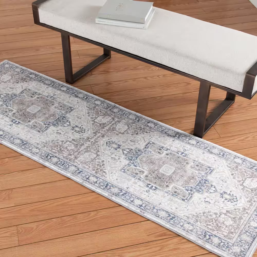 Silky Medallion Multi 2 Ft X 7 Ft Medallion Polyester Runner Rug