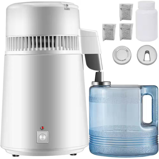 Pure Water Distiller 750W Fully Upgraded with Handle 1.1 Gal. /4L BPA Free Container Perfect for Home Use White