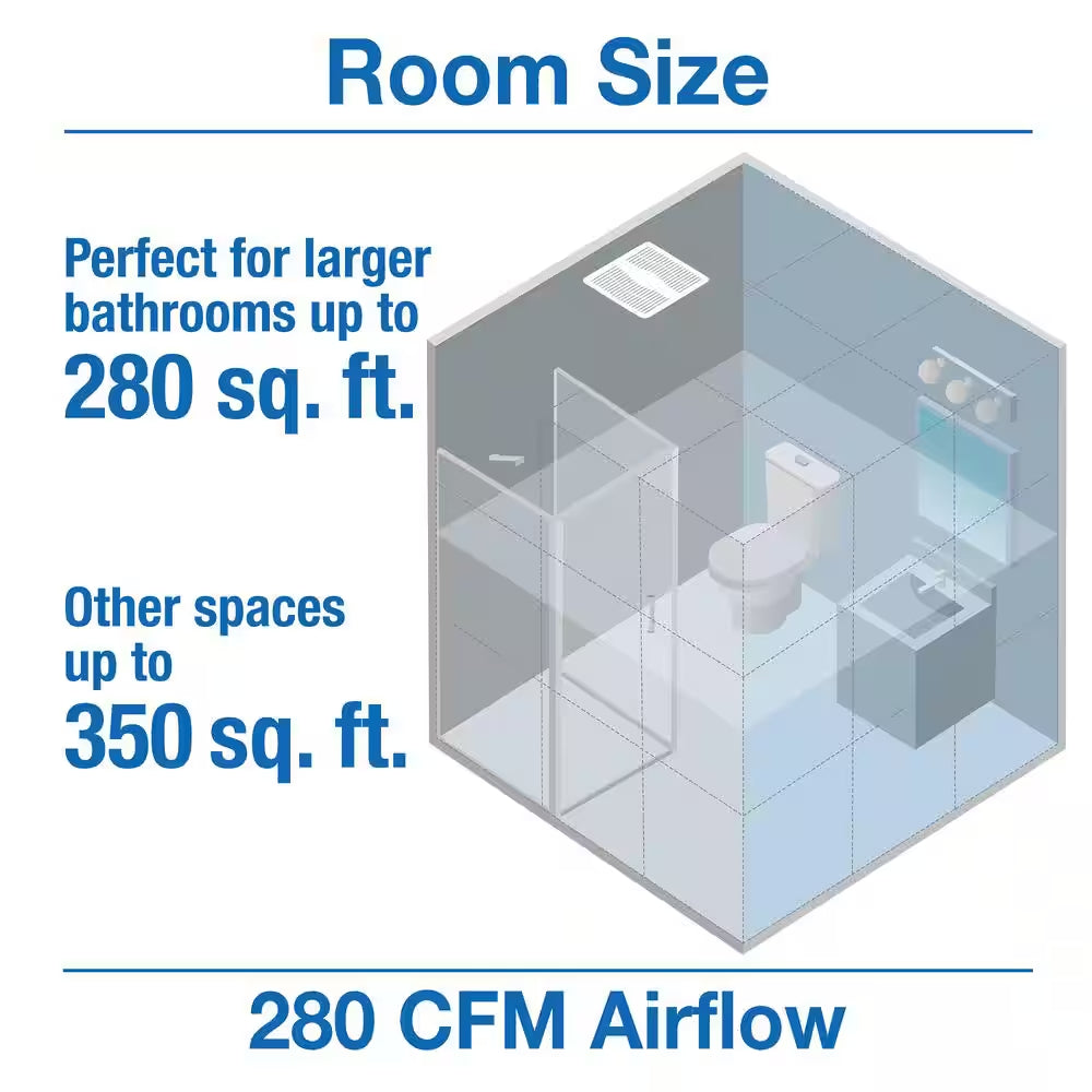 ENERGY STAR Certified Quiet 280 CFM Ceiling Bathroom Exhaust Fan