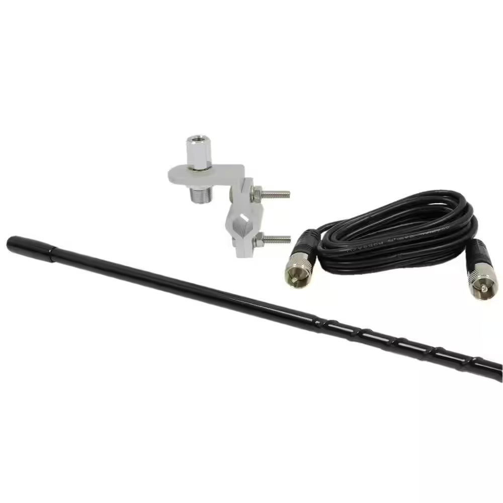 Mirror Mount Fiberglass CB Antenna Kit in Black, 3 Ft.