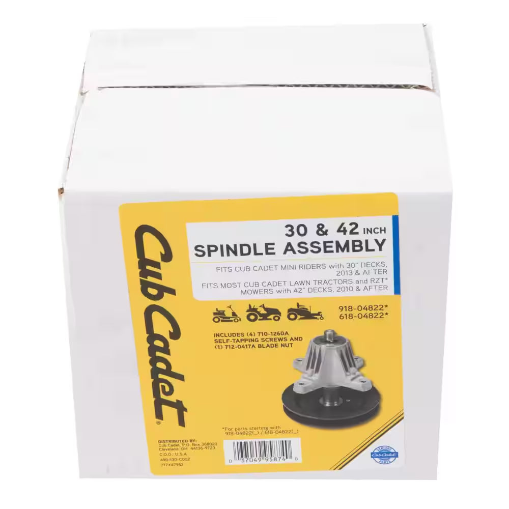 Original Equipment Spindle Assembly for Select 30 In. and 42 In. Lawn Tractors and Rzt'S, OE# 918-04822 and 618-04822