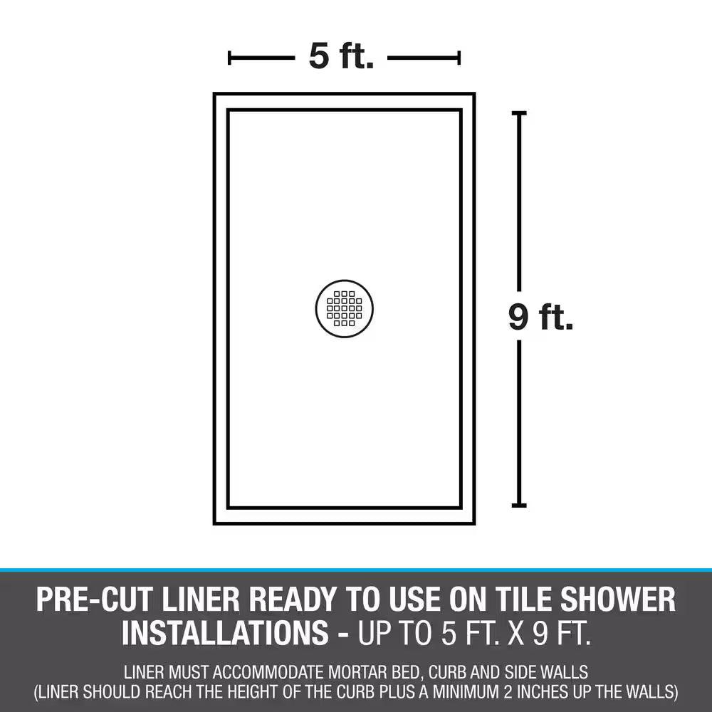 6 Ft. X 10 Ft. Gray PVC Shower Pan Liner