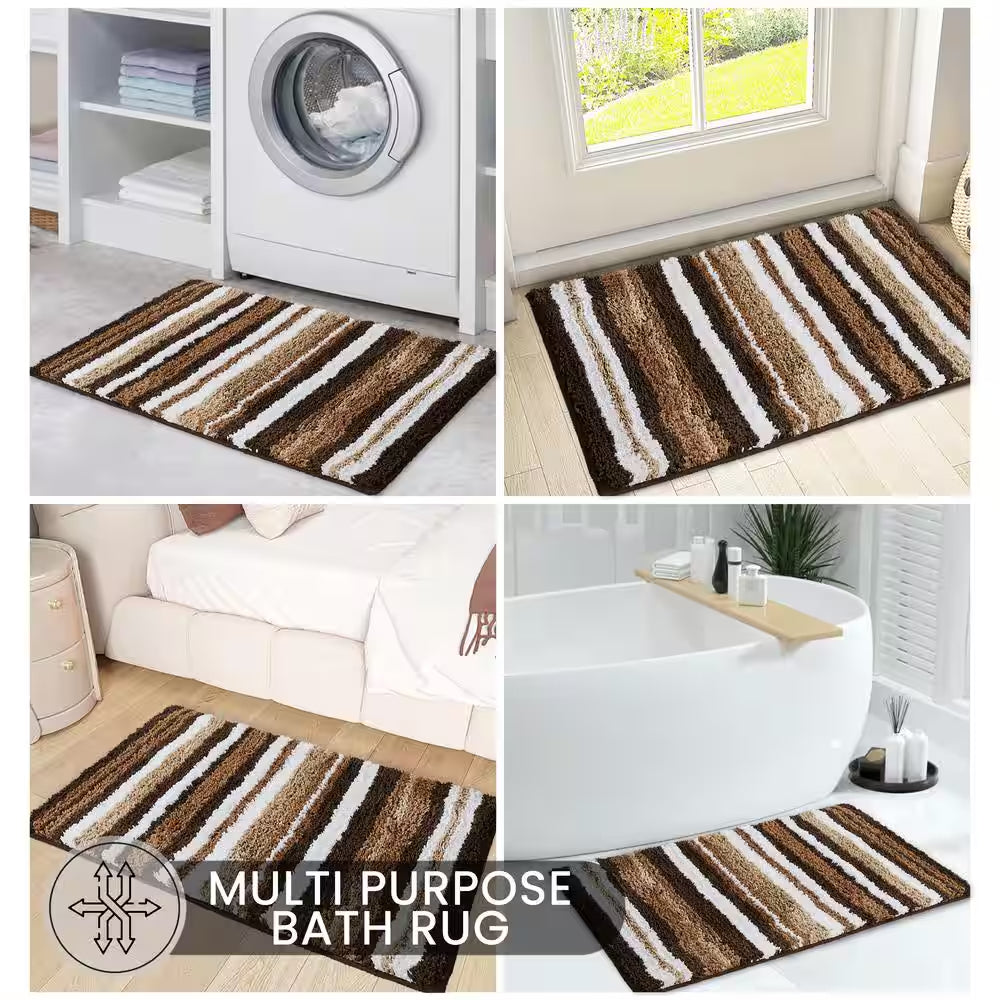 Griffie Collection 17 In. X 24 In. Brown Polyester Rectangle Bath Rug