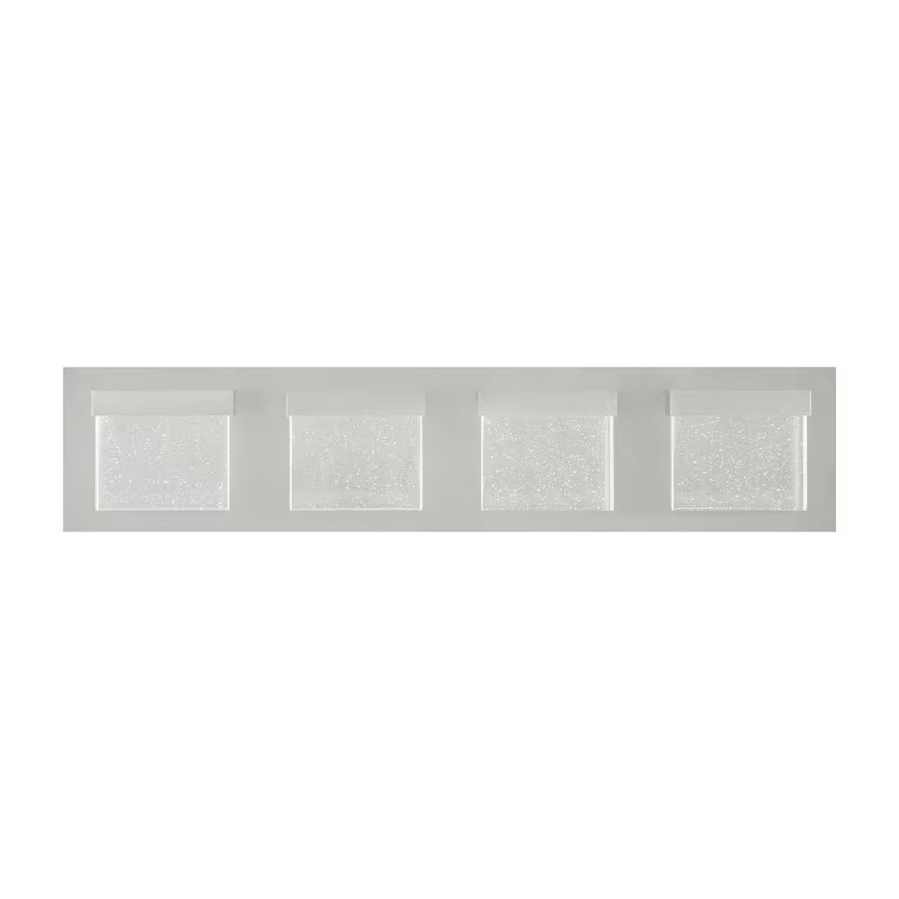 Alberson 5.1 In. W 4-Light Brushed Nickel Integrated LED Bathroom Vanity Light Bar with Bubble Glass