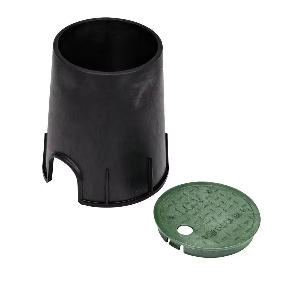 6 In. round Valve Box and Cover, Black Box, Green ICV Cover