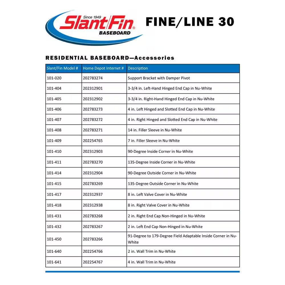 Fine/Line 30 Series 4 Ft. Hot Water Baseboard Heater with Fully Assembled Element and Enclosure in Nu White