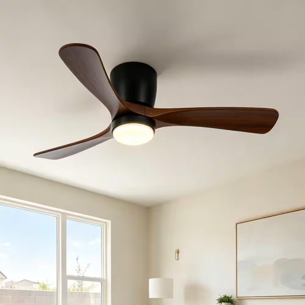 42 In. Smart Indoor Black Ceiling Fan with LED Light and App Remote Control 3 Colors Adjustable and Reversible DC Motor