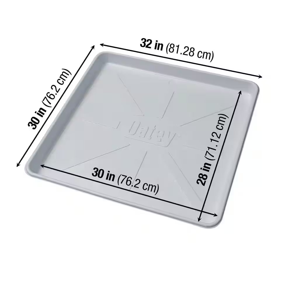 28 In. X 30 In. Plastic Washing Machine Drain Drip Pan with 1 In. Furnished Drain Adapter