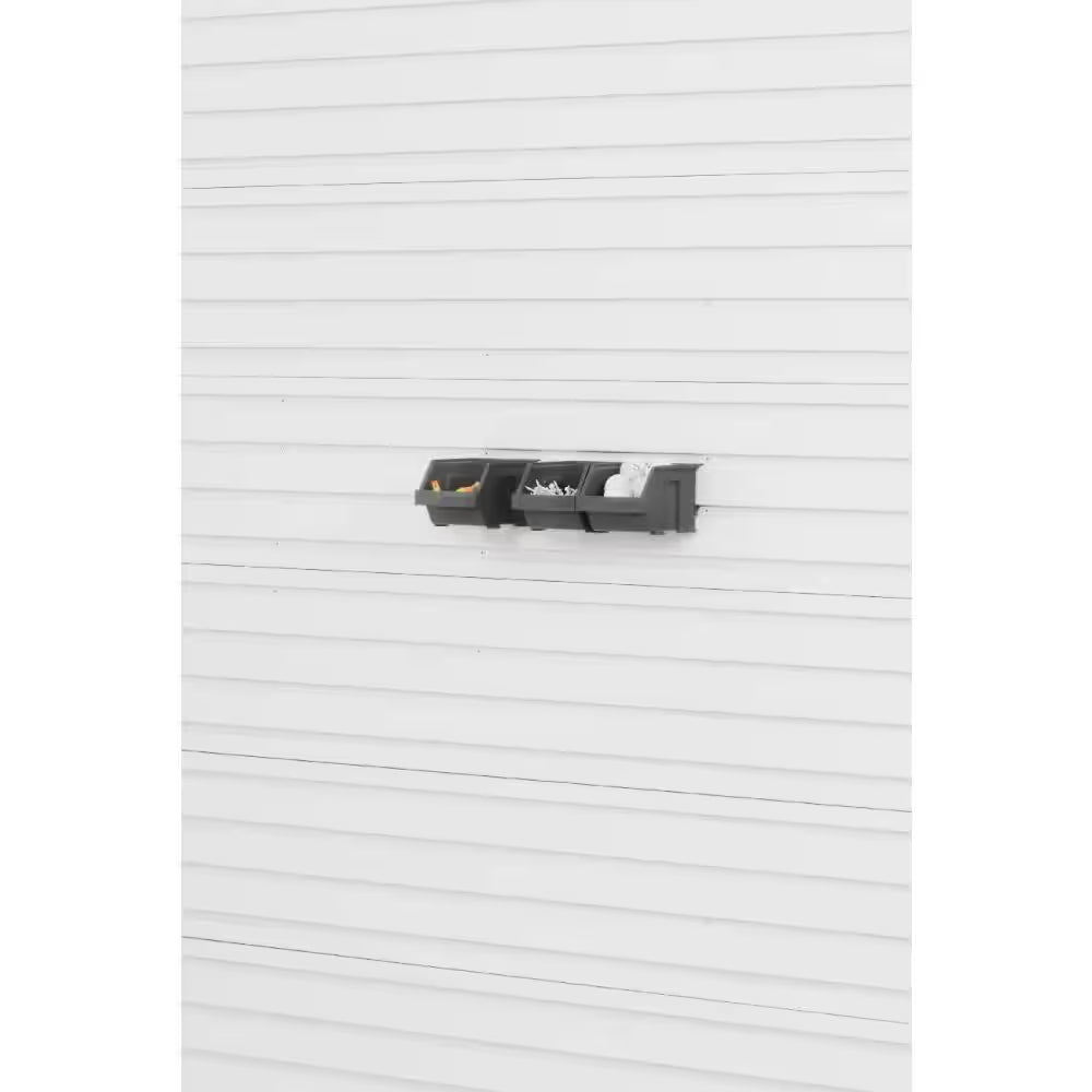 4 In. H X 4.5 In. W X 7 In. D Garage Storage Small Item Gray Plastic Bins for Geartrack or Gearwall (3-Pack)