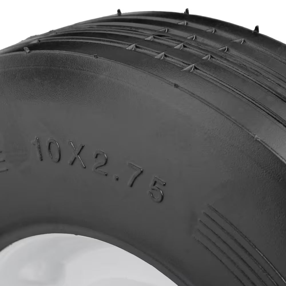 10 In. X 2.75 In. Flat Free Universal Hand Truck Wheel with 5/8 In. Ball Bering and Ribbed Tread