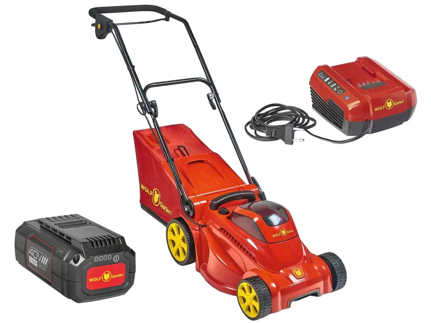 Wolf Garten cordless lawnmower Lycos 40/370 M with battery + charger cutting width 34cm