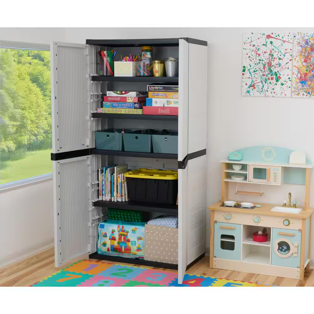 Premium One 35 In. W X 71.7 In. X 18.5 In. D 4-Shelf Resin Freestanding Cabinet in Grey