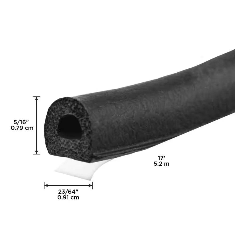 17 Ft. Black Small Rubber Auto & Marine Weatherseal for All Climates