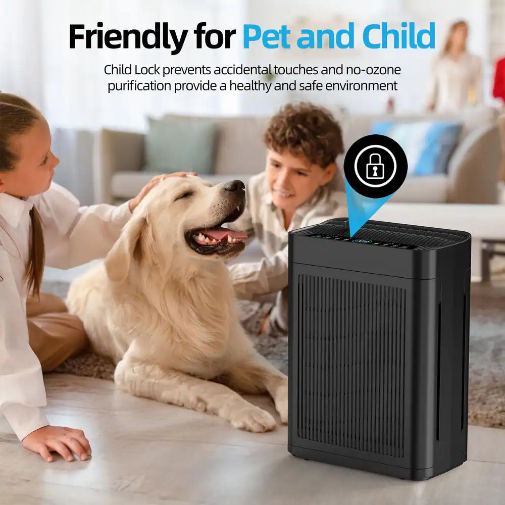3000 Sq. Ft. Black HEPA Personal Room Air Purifier with Smart Controls and Whisper-Quiet, Air Quality Monitoring