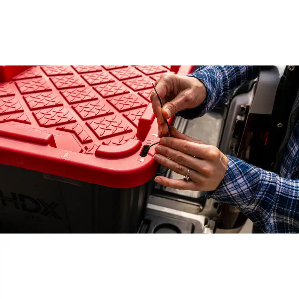27 Gal. Tough Storage Tote in Black with Red Lid (4-Pack)