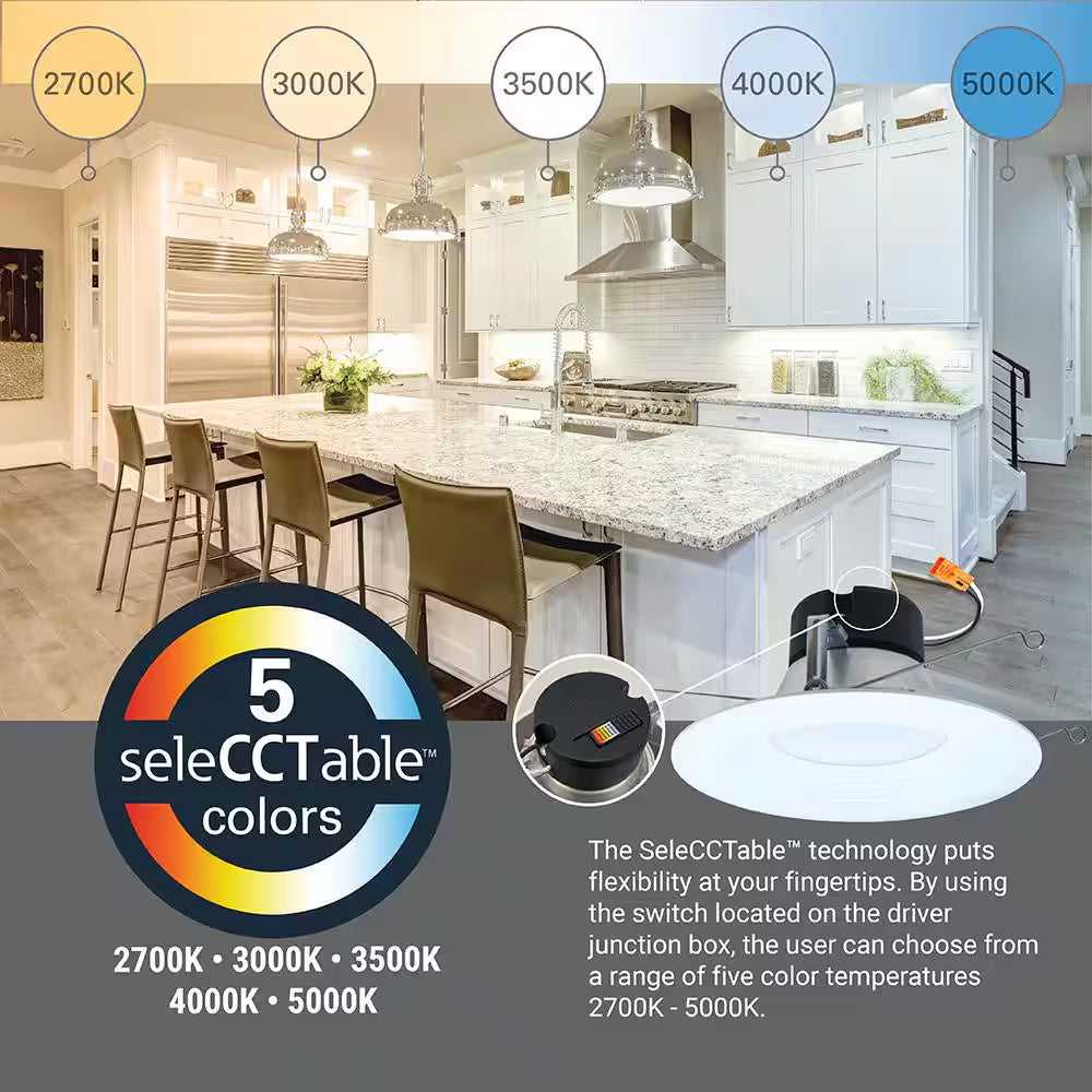 LT 5/6 In. LED Retrofit Module with Baffle Trim Selectable 5CCT 750-Lumens