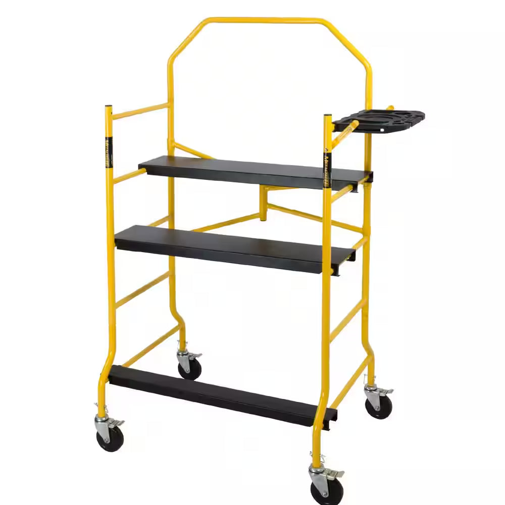 Jobsite Series 3.3 Ft. L X 6.3 Ft. H X 2.6 Ft. D Scaffold Work Platform with Safety Rail and Tool Tray, 900 Lb. Capacity
