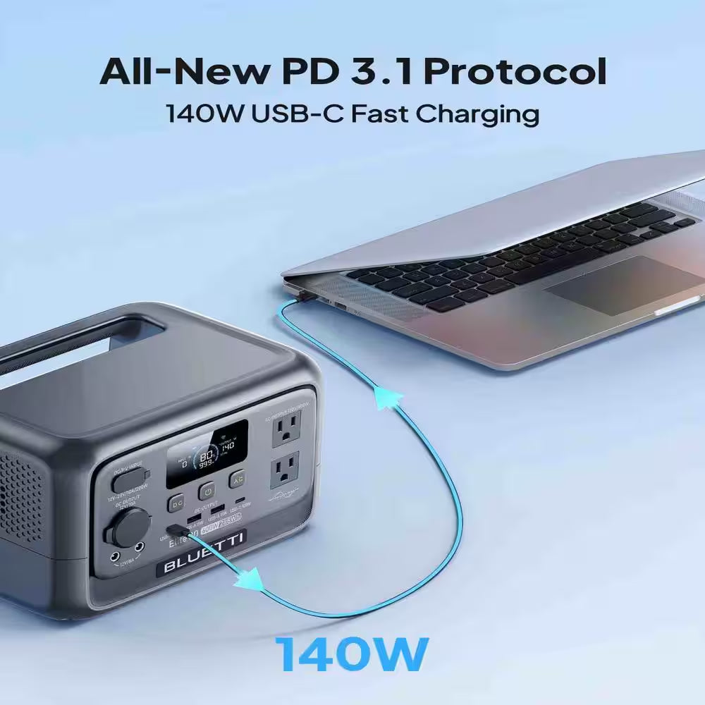 600W Continuous/1500W Peak Output 288Wh Portable Power Station, Push Button Start Battery Solar Generator for Campsite