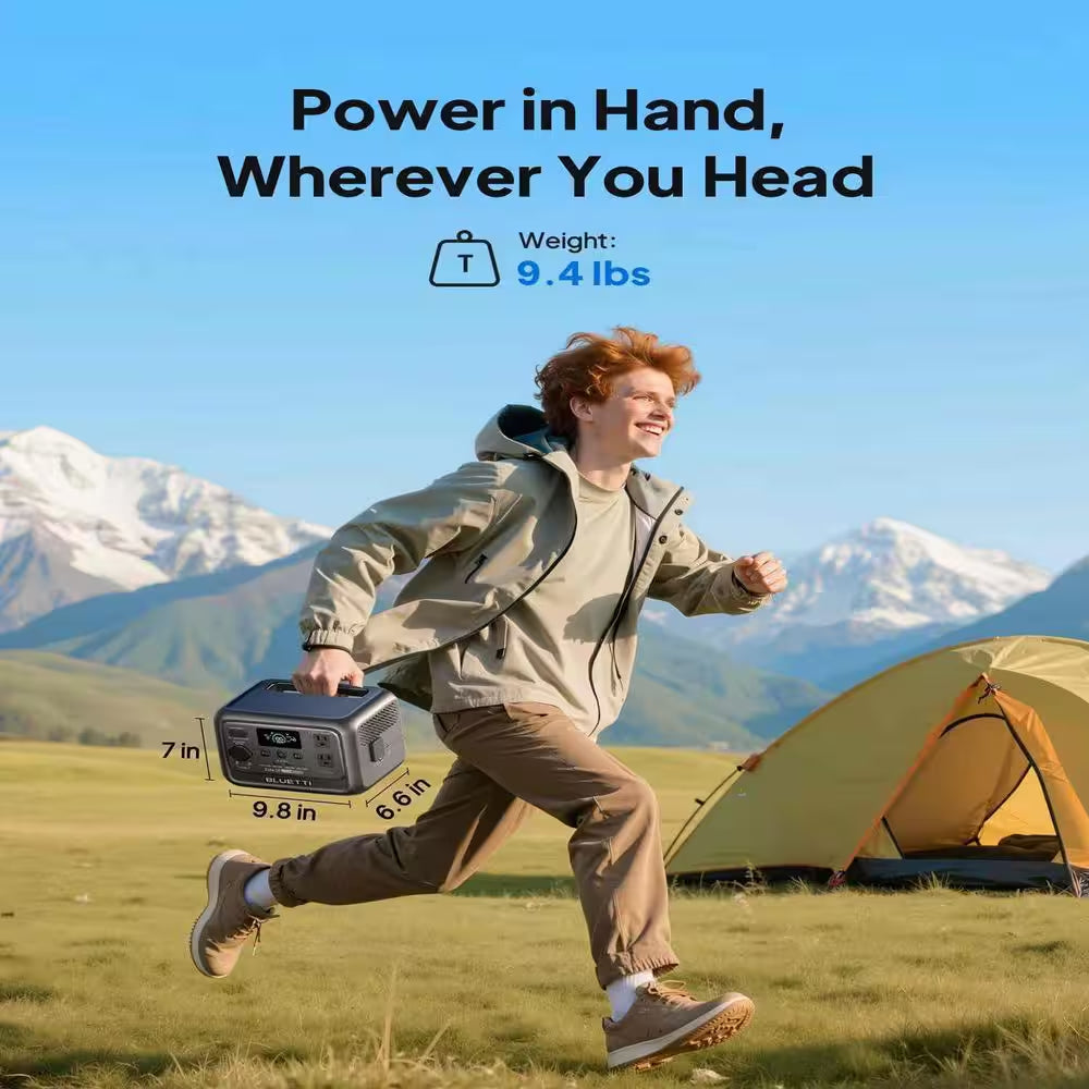 600W Continuous/1500W Peak Output 288Wh Portable Power Station, Push Button Start Battery Solar Generator for Campsite