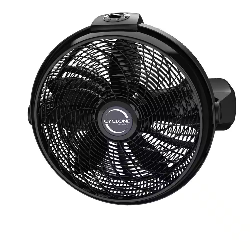 Cyclone 20 In. 3 Speed Air Circulator Floor Fan for Home in Black with Wall Mount Option, Pivoting Head and Carry Handle