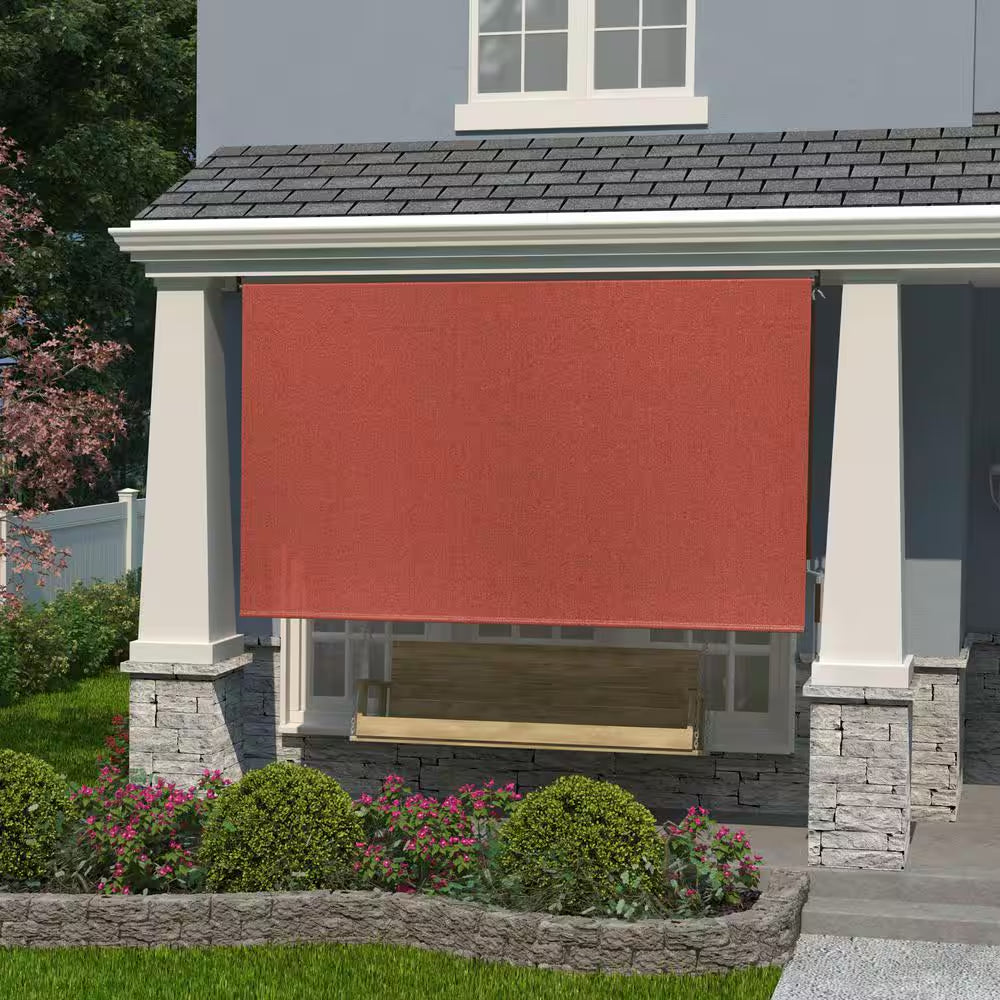 Terracotta UV Blocking Fade Resistant Fabric Exterior Roller Shade 96 In. W X 72 In. L