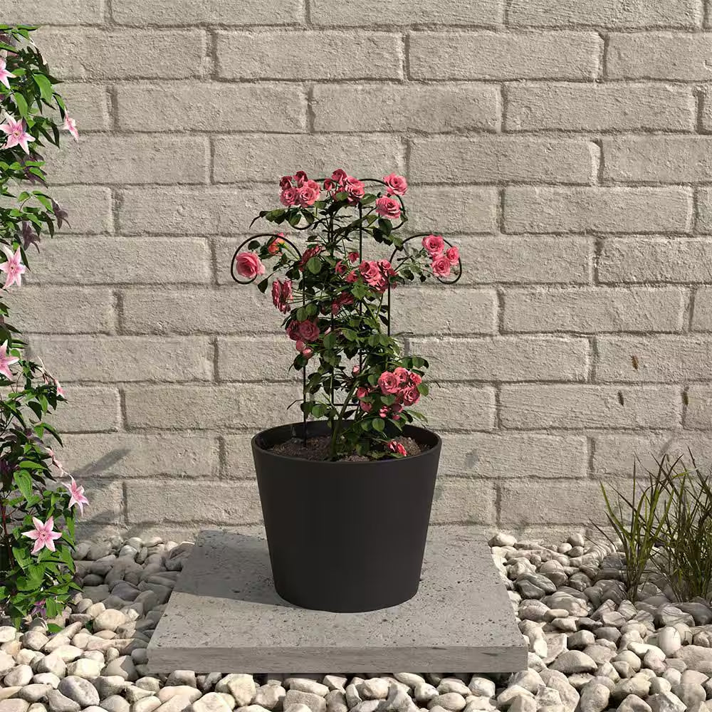 24 In. H Black Flourish Pot Trellis