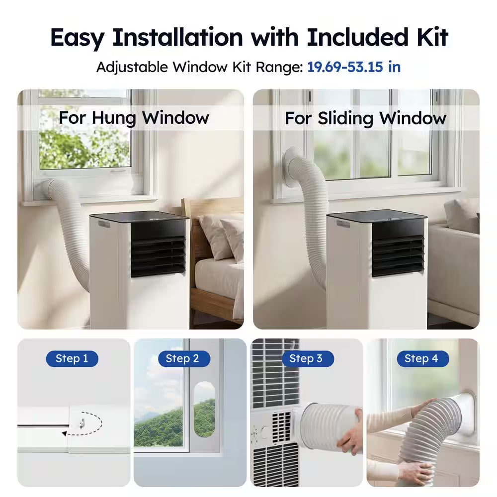 8000 BTU Portable Air Conditioner 250 Sq. Ft. with Dehumidifier and Fan in White, Wifi and Remote Control