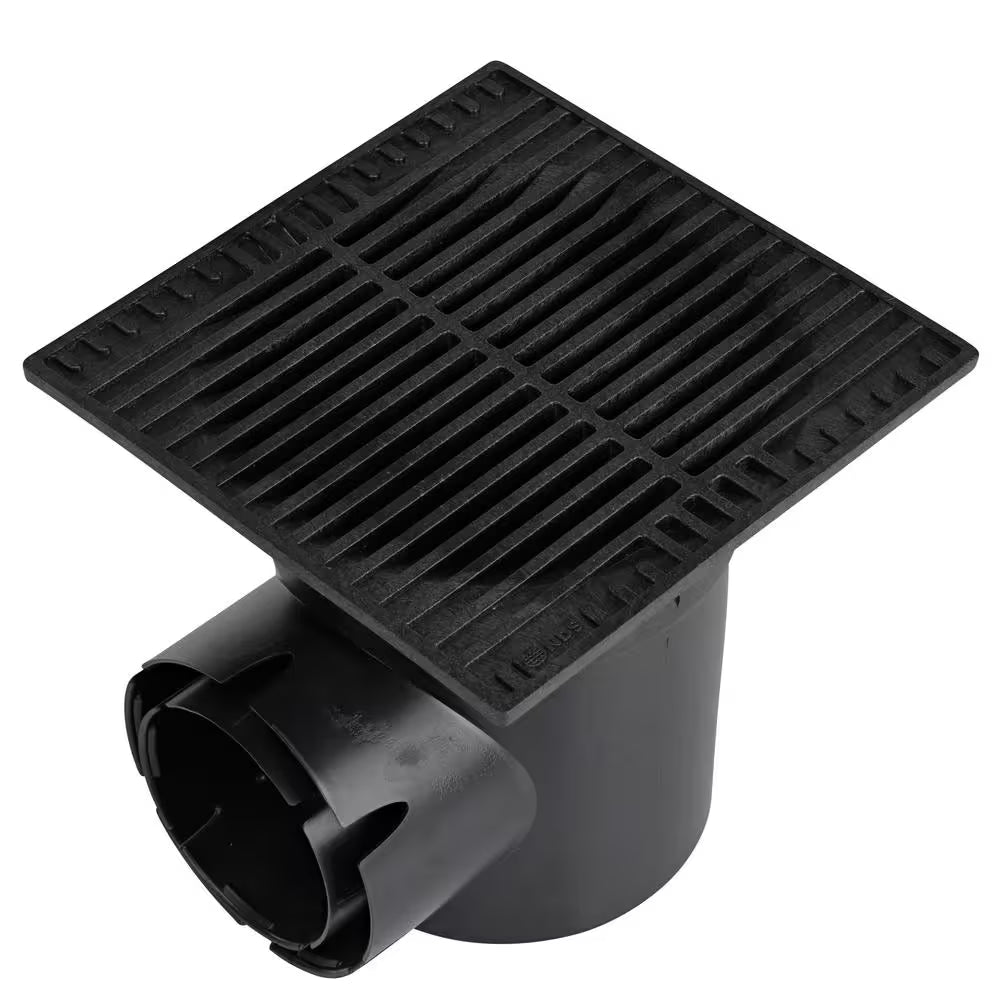 9 In. Plastic Square Drainage Grate in Black
