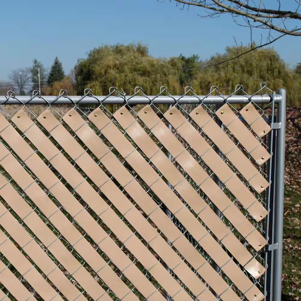 250 Ft. Roll Economy Vinyl Fence Weave Beige with 100 Brass Fasteners