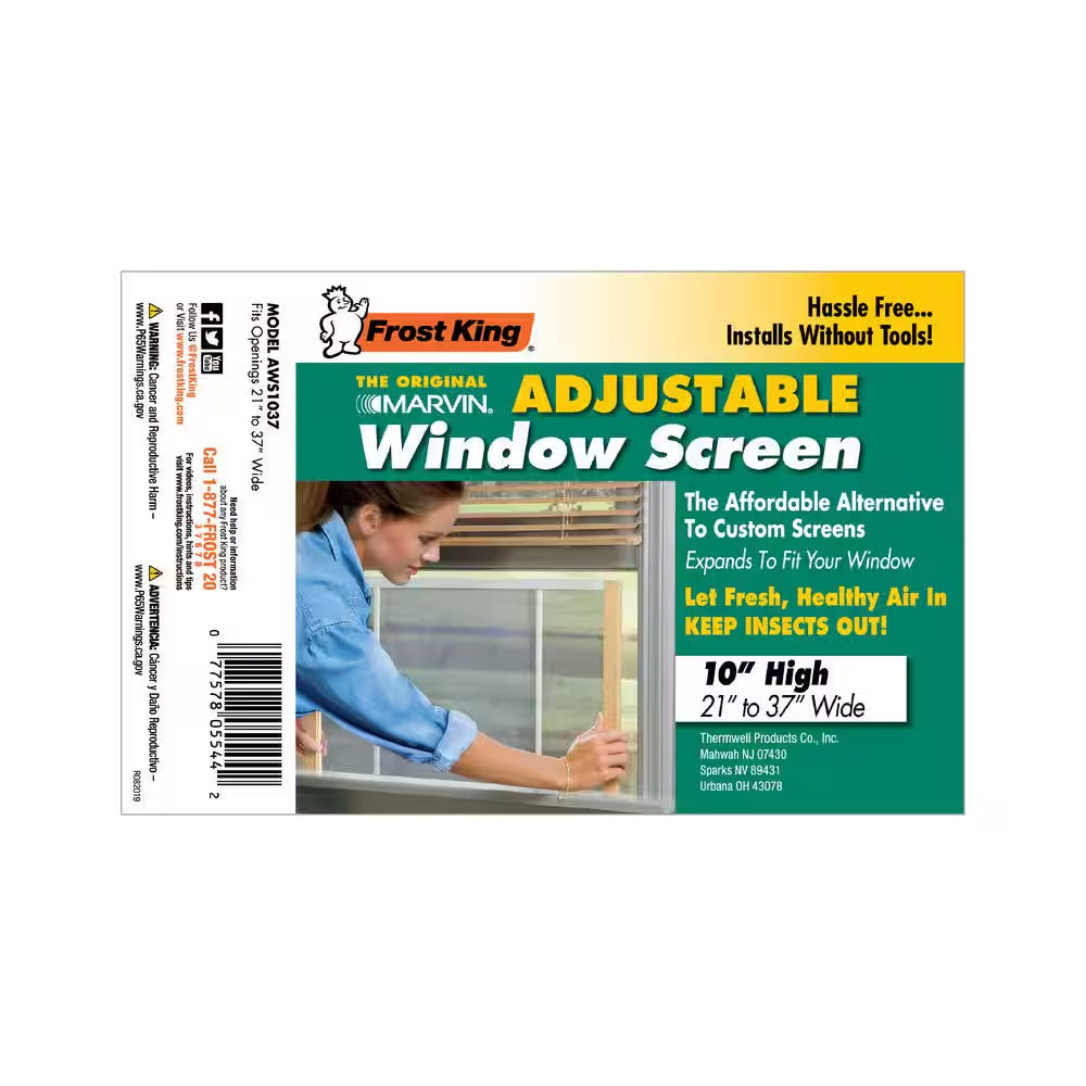 37 In. X 10 In. Grey Aluminum Adjustable Window Screen