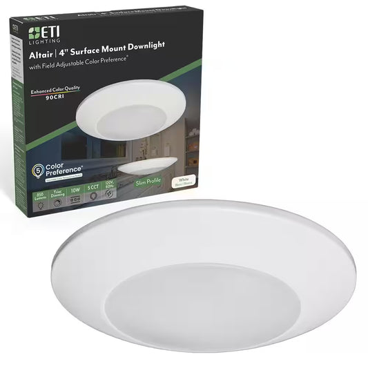 Altair 4 In. Surface Mount Downlight Integrated LED Recessed Trim Light 850 Lumens 10-Watts Adjustable CCT Wet Rated