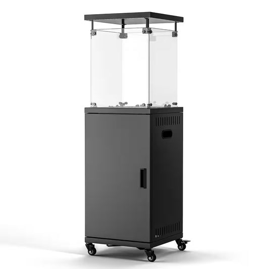 50000-BTU Black Steel Floor Standing Propane Patio Heater with Wheels