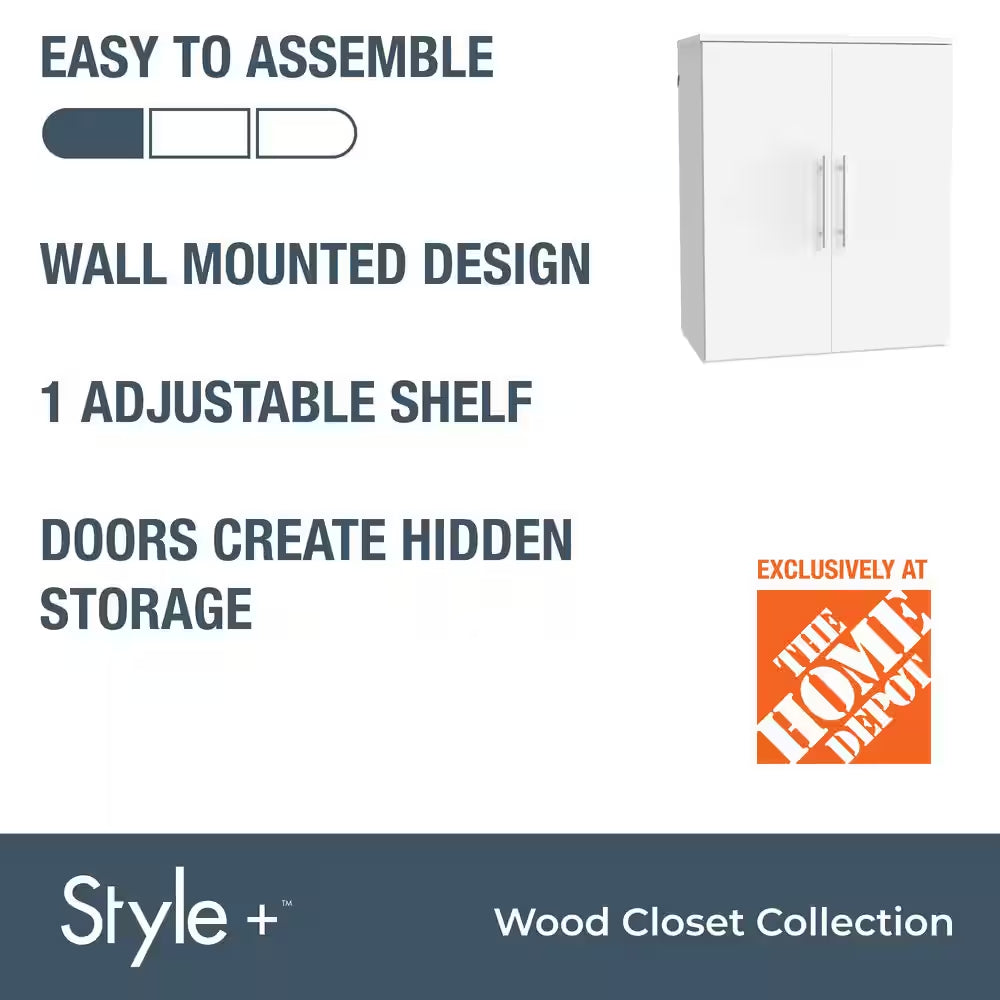 Style+ 14.59 In. D X 25.12 In. W X 31.28 In. H White Laundry Room Floating Cabinet Kit with Modern Doors