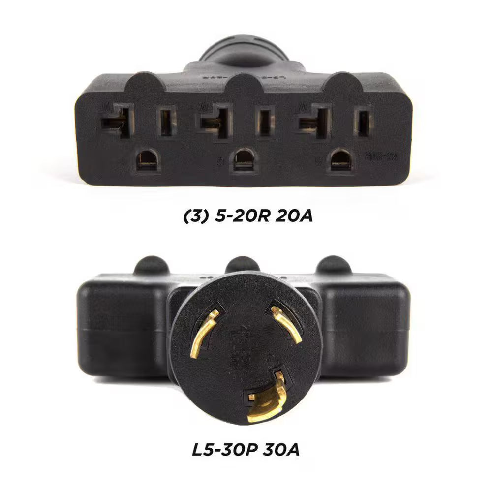 30 Amp 120-Volt L5-30P to (3X) 5-20R Generator Plug Adapter